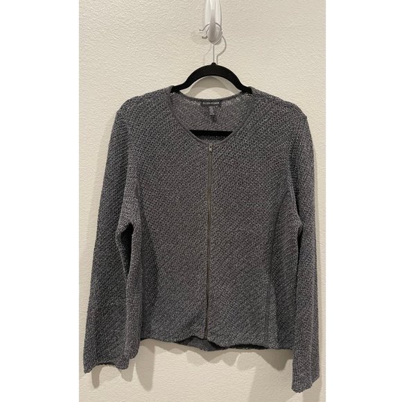 Eileen Fisher Jackets & Blazers - EILEEN FISHER Mesh Knit Black White Full Zip Blazer